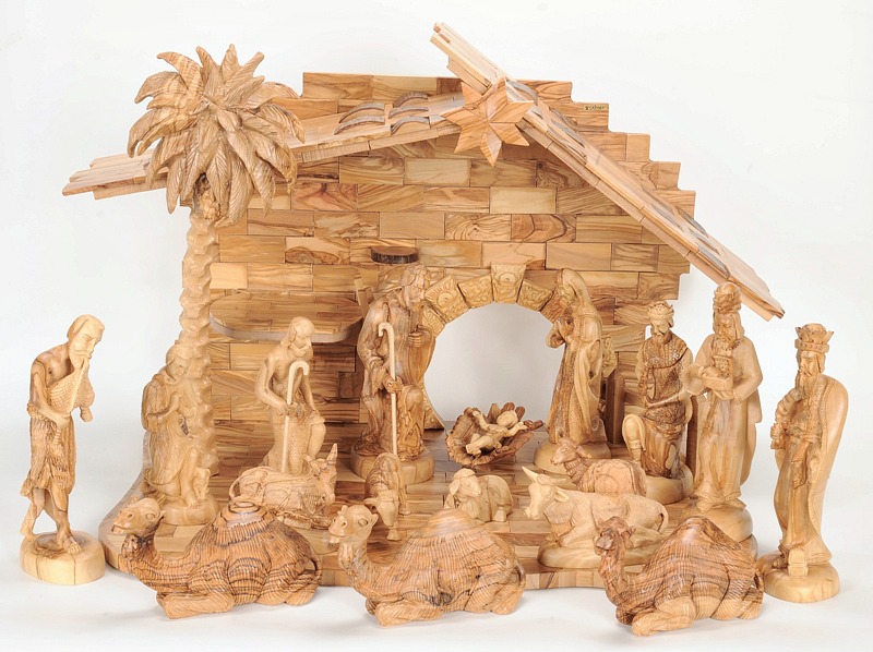 Large Hand Carved Olive Wood Nativity Scene Set .. Holy Land Treasures